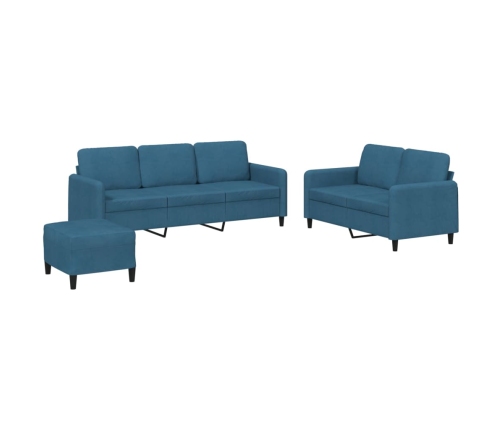 vidaXL trīsdaļīgs dīvānu komplekts, zils samts