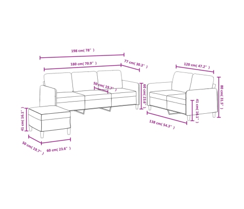 vidaXL trīsdaļīgs dīvānu komplekts, zils samts