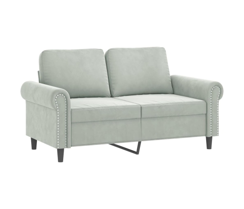 vidaXL četrdaļīgs dīvānu komplekts ar spilveniem, gaiši pelēks samts