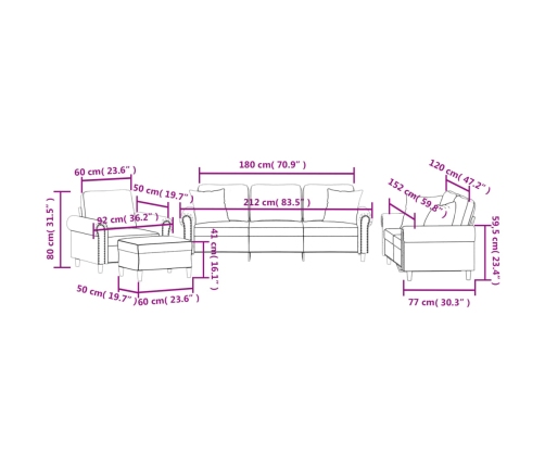 vidaXL četrdaļīgs dīvānu komplekts ar spilveniem, gaiši pelēks samts