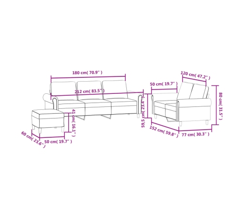 vidaXL trīsdaļīgs dīvānu komplekts ar spilveniem, vīnsarkans samts