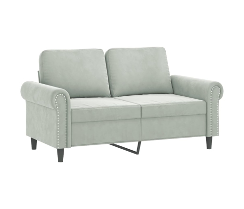 vidaXL trīsdaļīgs dīvānu komplekts ar spilveniem, gaiši pelēks samts