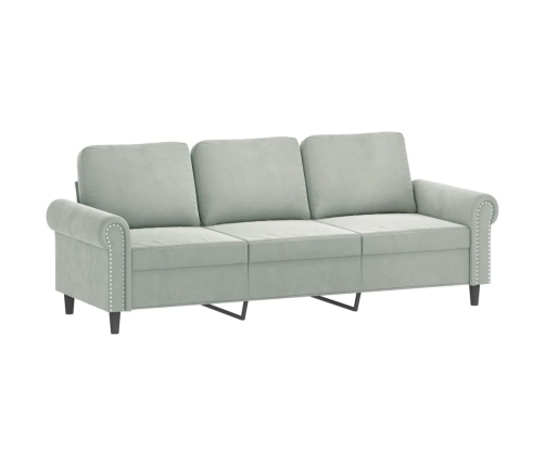 vidaXL trīsdaļīgs dīvānu komplekts ar spilveniem, gaiši pelēks samts