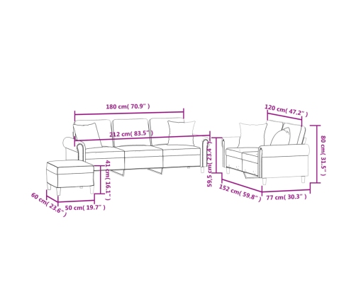 vidaXL trīsdaļīgs dīvānu komplekts ar spilveniem, gaiši pelēks samts