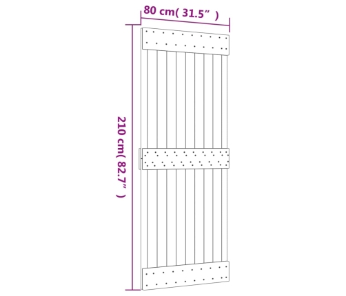 Bīdāmās Durvis Ar Stiprinājumiem, 80X210 Cm, Priedes Masīvkoks Vidaxl