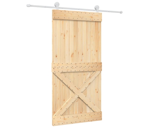 Bīdāmās Durvis Ar Stiprinājumiem, 100X210 Cm, Priedes Masīvkoks Vidaxl