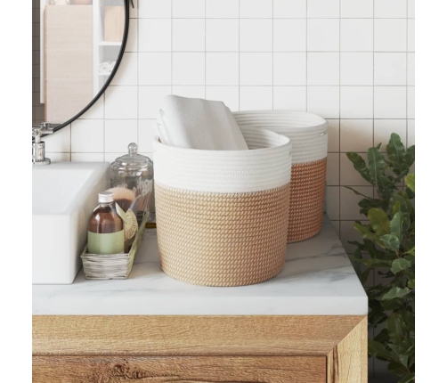 vidaXL uzglabāšanas grozi, 2 gab., brūni ar baltu, Ø28x28 cm, kokvilna