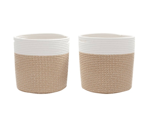 vidaXL uzglabāšanas grozi, 2 gab., brūni ar baltu, Ø28x28 cm, kokvilna