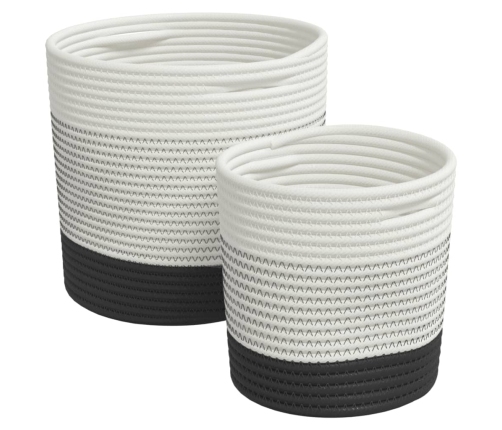 vidaXL uzglabāšanas grozi, 2 gab., balti ar melnu, kokvilna
