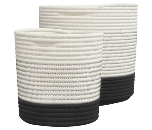 vidaXL uzglabāšanas grozi, 2 gab., balti ar melnu, kokvilna