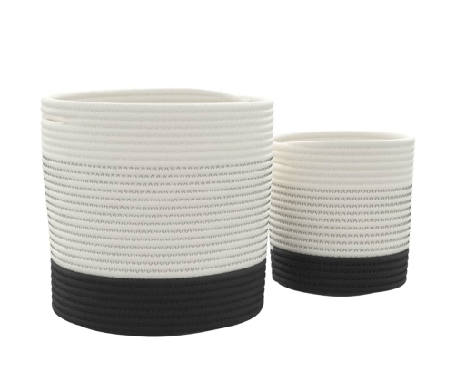 vidaXL uzglabāšanas grozi, 2 gab., balti ar melnu, kokvilna