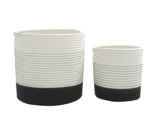 vidaXL uzglabāšanas grozi, 2 gab., balti ar melnu, kokvilna