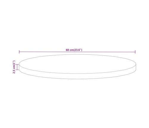 vidaXL galda virsma, Ø 60x2,5 cm, apaļa, pārstrādāts masīvkoks