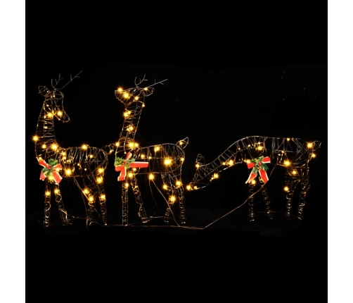 vidaXL Ziemassvētku rotājums, briežu ģimene, 90 cm, silti baltas LED