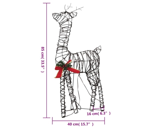 vidaXL Ziemassvētku rotājums, briežu ģimene, 90 cm, silti baltas LED