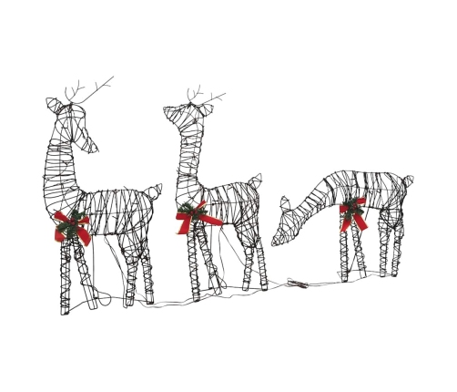 vidaXL Ziemassvētku rotājums, briežu ģimene, 90 cm, silti baltas LED