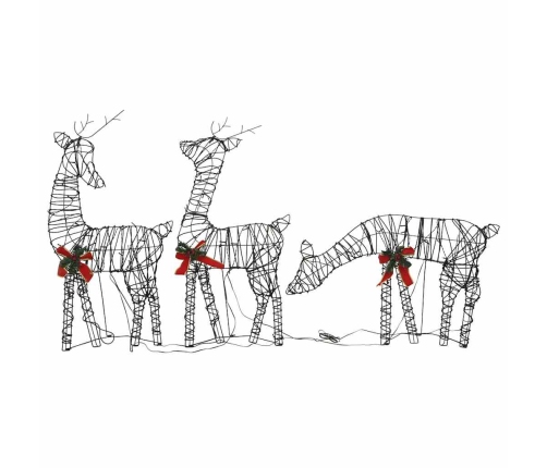 vidaXL Ziemassvētku rotājums, briežu ģimene, 90 cm, silti baltas LED