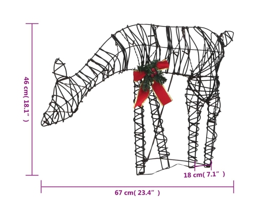 vidaXL Ziemassvētku rotājums, briežu ģimene, 90 cm, silti baltas LED