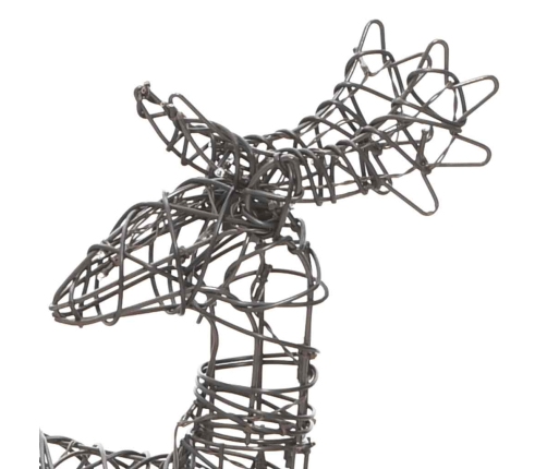 vidaXL Ziemassvētku rotājums, brieži un kamanas, 160 silti baltas LED