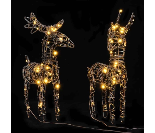 vidaXL Ziemassvētku rotājumi, 2 gab., brieži, 80 cm, silti baltas LED