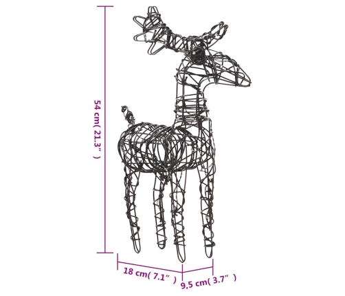 vidaXL Ziemassvētku rotājumi, 2 gab., brieži, 80 cm, silti baltas LED