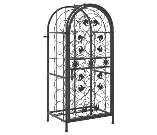 vidaXL vīna pudeļu plaukts 33 pudelēm, 45x36x100 cm, melna dzelzs