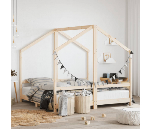 Bērnu Gultas Rāmis, 2X(80X160) Cm, Priedes Masīvkoks Vidaxl