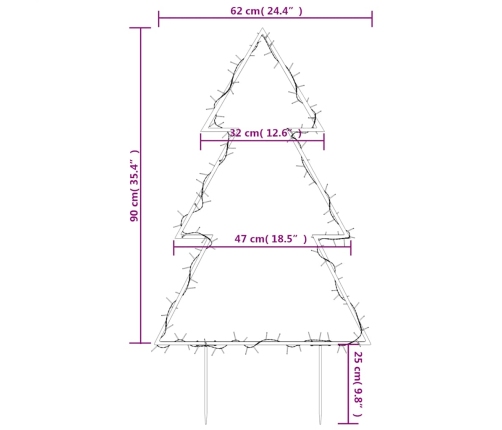 vidaXL Ziemassvētku gaismas dekors, egles forma, 115 LED, 90 cm