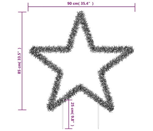 vidaXL Ziemassvētku gaismas dekors, zvaigznes forma, 115 LED, 85 cm