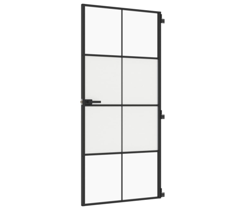vidaXL iekšdurvis, 93x201,5 cm, melnas, rūdīts stikls un alumīnijs