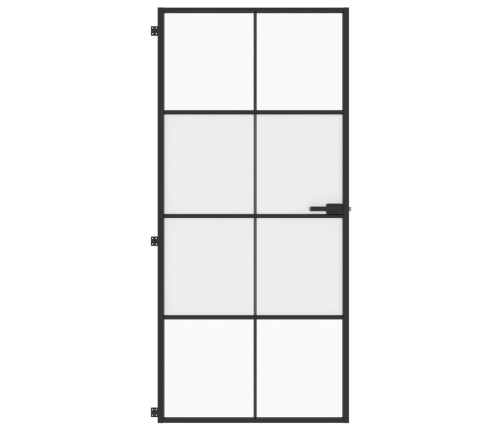 vidaXL iekšdurvis, 93x201,5 cm, melnas, rūdīts stikls un alumīnijs