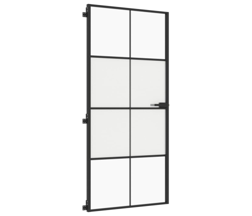 vidaXL iekšdurvis, 93x201,5 cm, melnas, rūdīts stikls un alumīnijs