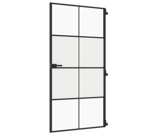 vidaXL iekšdurvis, 102,5x201,5 cm, melnas, rūdīts stikls un alumīnijs
