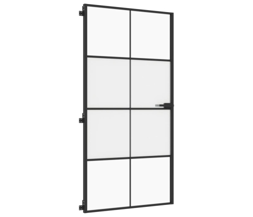 vidaXL iekšdurvis, 102,5x201,5 cm, melnas, rūdīts stikls un alumīnijs
