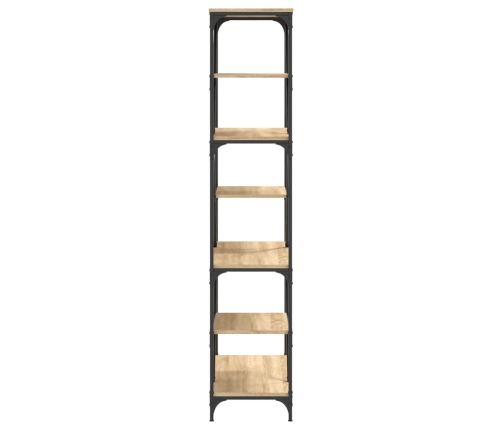 vidaXL grāmatplaukts, ozola, 91x36x176 cm, inženierijas koks, tērauds