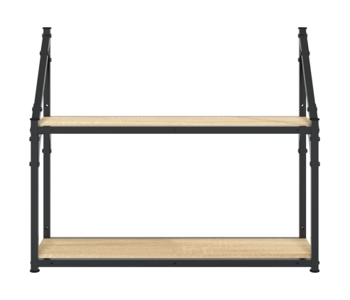 vidaXL 2-līmeņu sienas plaukts, ozola, 60x21x51 cm, inženierijas koks