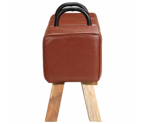 vidaXL vingrošanas buks, 110 cm, brūna dabīgā āda