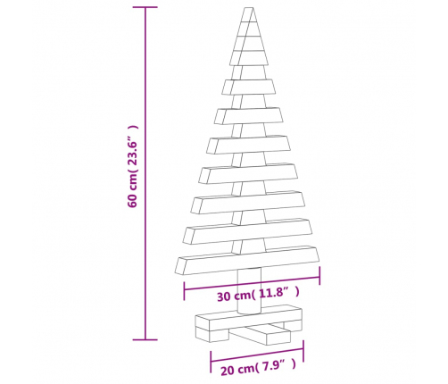 vidaXL koka Ziemassvētku eglīte dekorēšanai, 60 cm, priedes masīvkoks