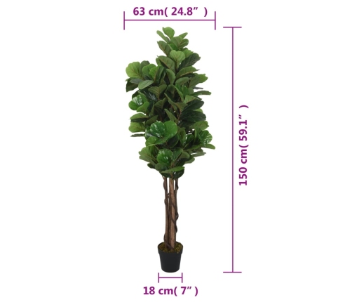 vidaXL mākslīgais vīģes koks, 180 lapas, 150 cm, zaļš