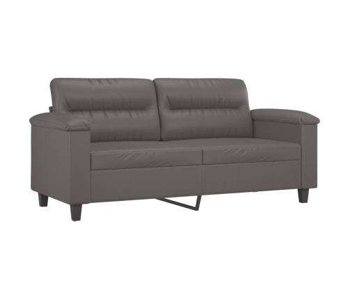 vidaXL divvietīgs dīvāns, pelēks, 140 cm, mākslīgā āda