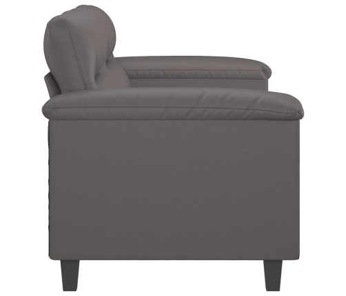 vidaXL divvietīgs dīvāns, pelēks, 140 cm, mākslīgā āda