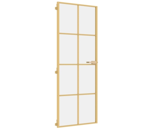 vidaXL iekšdurvis, 76x201,5 cm, zelta krāsā, rūdīts stikls, alumīnijs