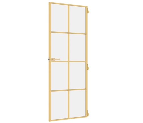 vidaXL iekšdurvis, 76x201,5 cm, zelta krāsā, rūdīts stikls, alumīnijs