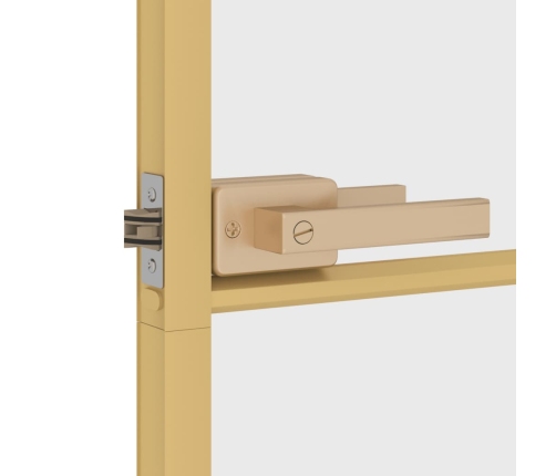 vidaXL iekšdurvis, 76x201,5 cm, zelta krāsā, rūdīts stikls, alumīnijs