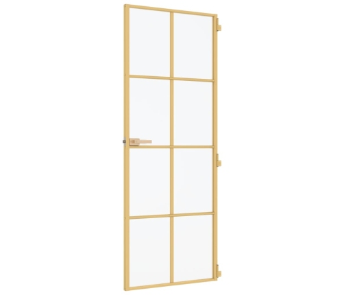 vidaXL iekšdurvis, 83x201,5 cm, zelta krāsā, rūdīts stikls, alumīnijs