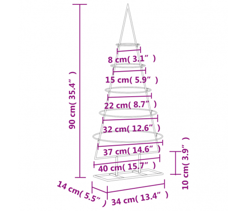 vidaXL Ziemassvētku eglīte, metāls, melna, 90 cm