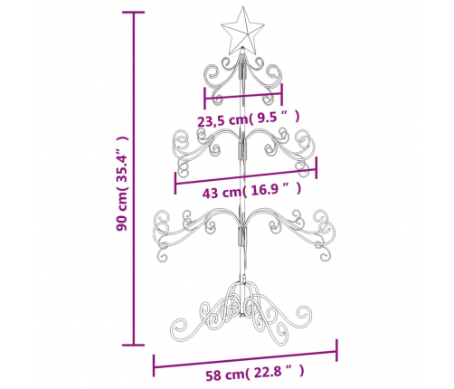 vidaXL Ziemassvētku eglīte, metāls, melna, 90 cm