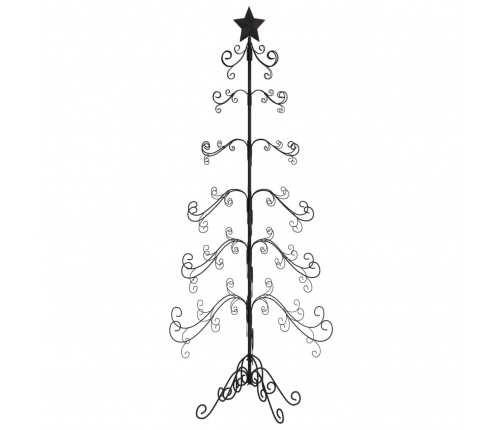 vidaXL Ziemassvētku eglīte, metāls, koka pamatne, melna, 215 cm