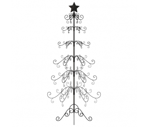 vidaXL Ziemassvētku eglīte, metāls, koka pamatne, melna, 215 cm