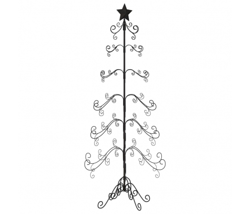 vidaXL Ziemassvētku eglīte, metāls, koka pamatne, melna, 215 cm